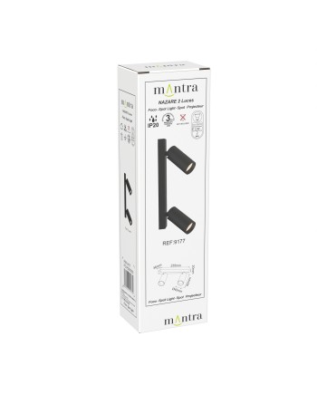 NAZARÉ * REGLETA Mini GU10 2L NEGRO